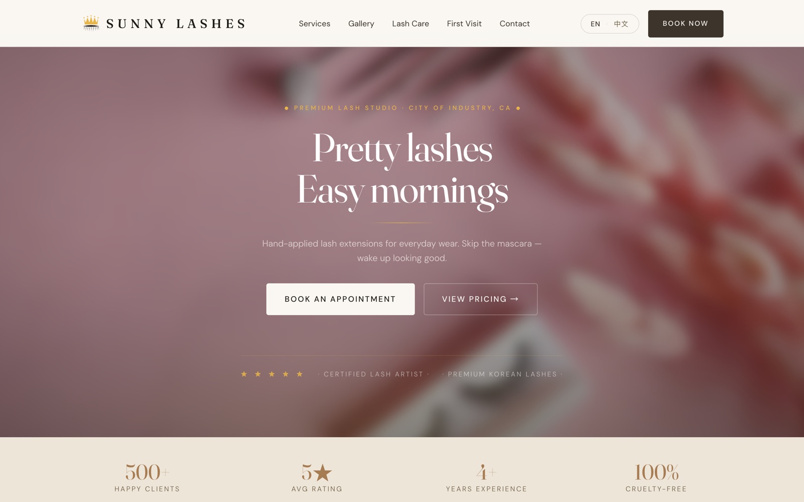 Sunny Lashes — homepage